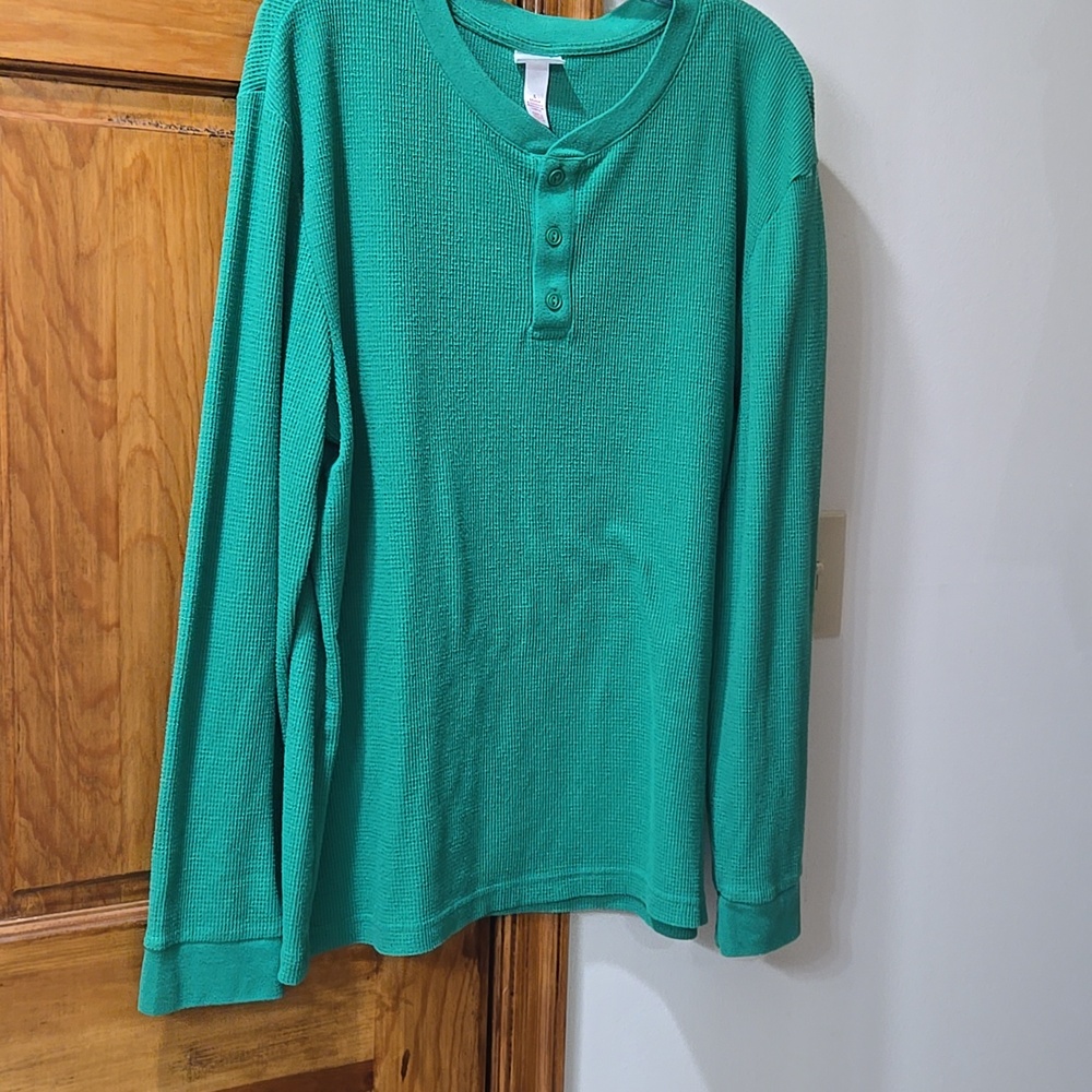 Men's XL Henley Waffle Knit Shirt
